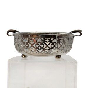 Vintage E&JB Ashtray Silver Plate Basket with Glass Bowl Insert READ
